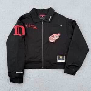 Women’s Mitchell & Ness NHL Detroit Redwings Cropped Full-Zip Jacket Medium NWOT